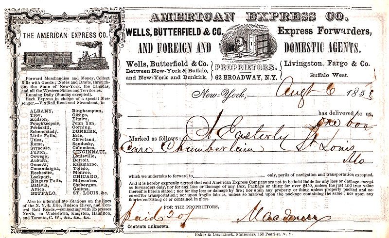 An American Express shipping receipt. 