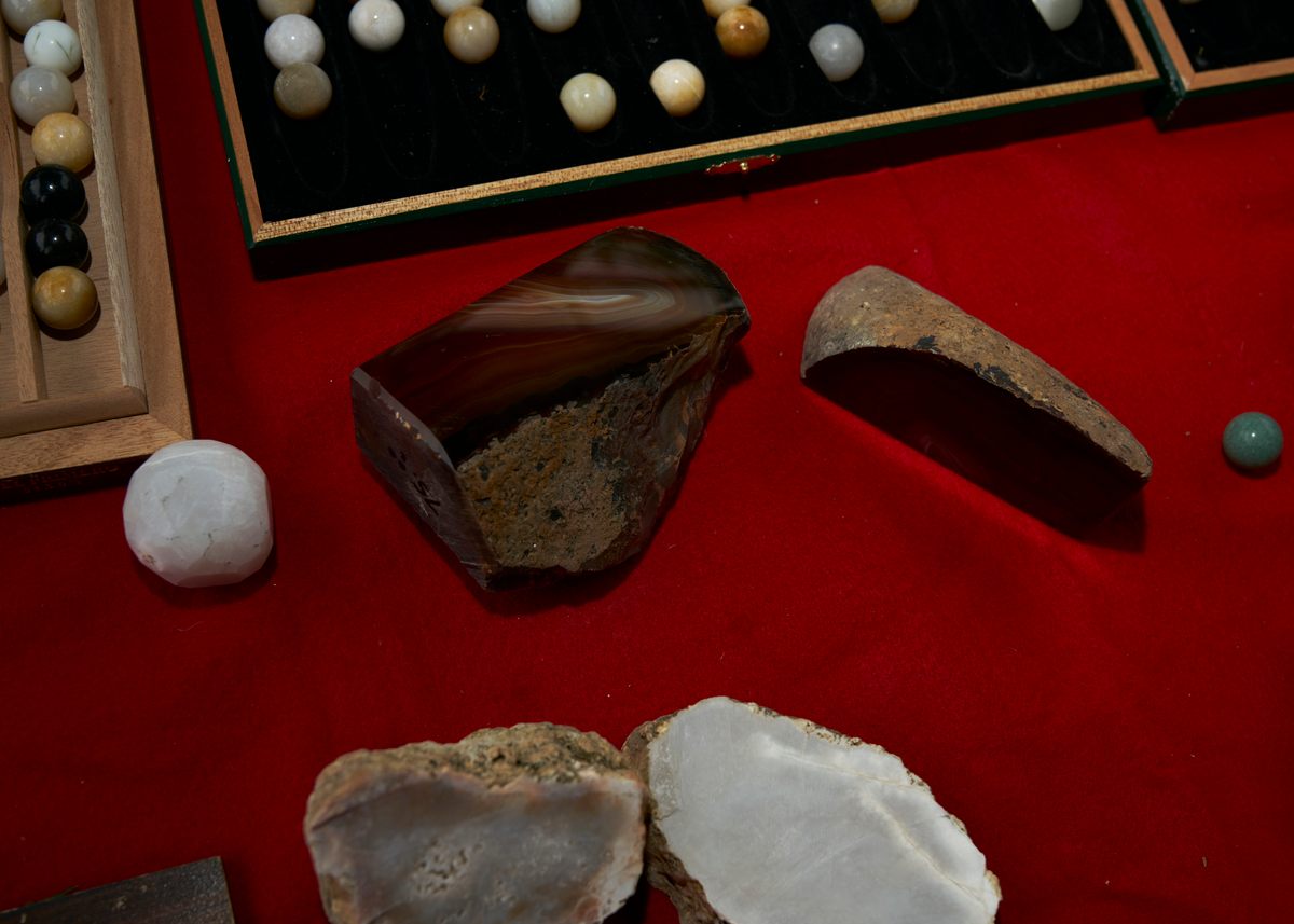 Rolley hole marbles are often crafted from flint or agate, which makes them much harder than typical glass marbles.