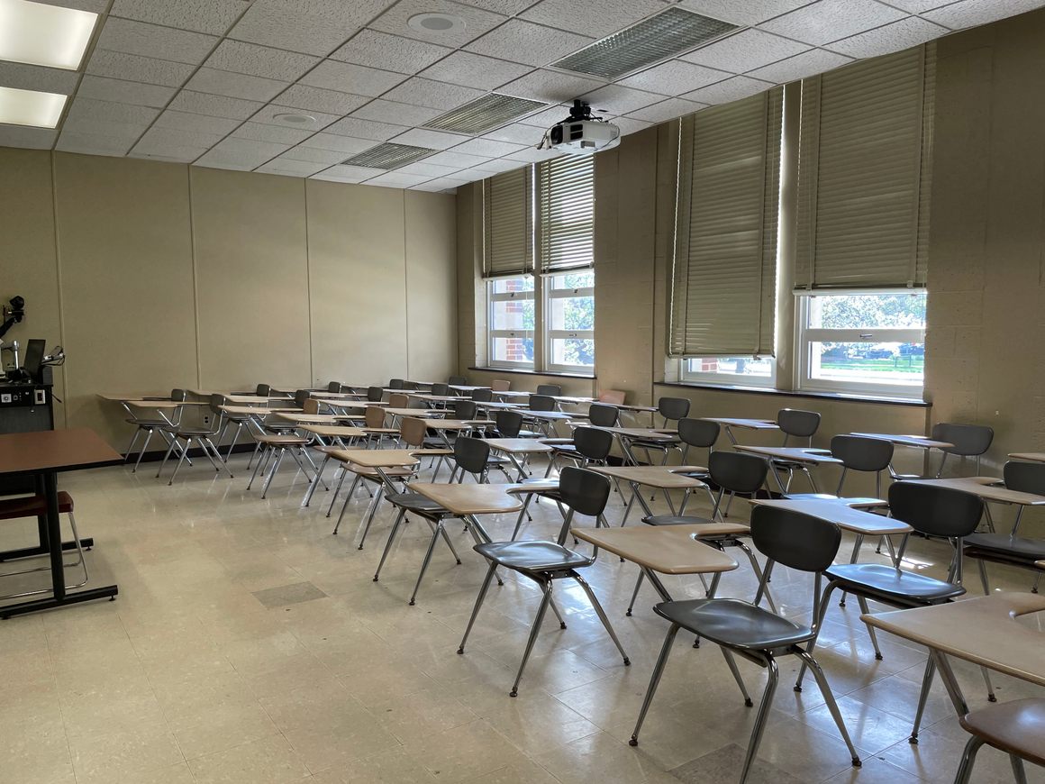 An empty classroom awaits a new batch of students with so many stories to tell
