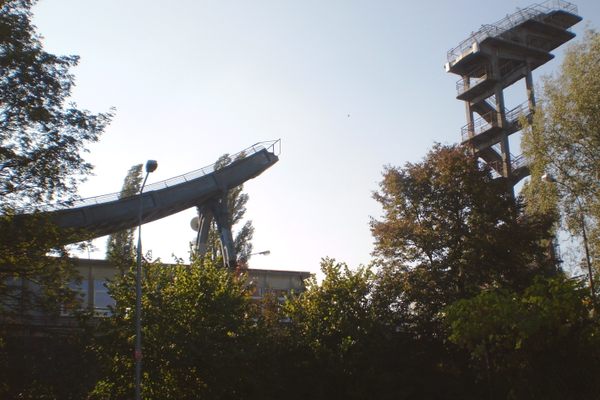 View of the ski jump ramp from ul. Czerniowiecka.