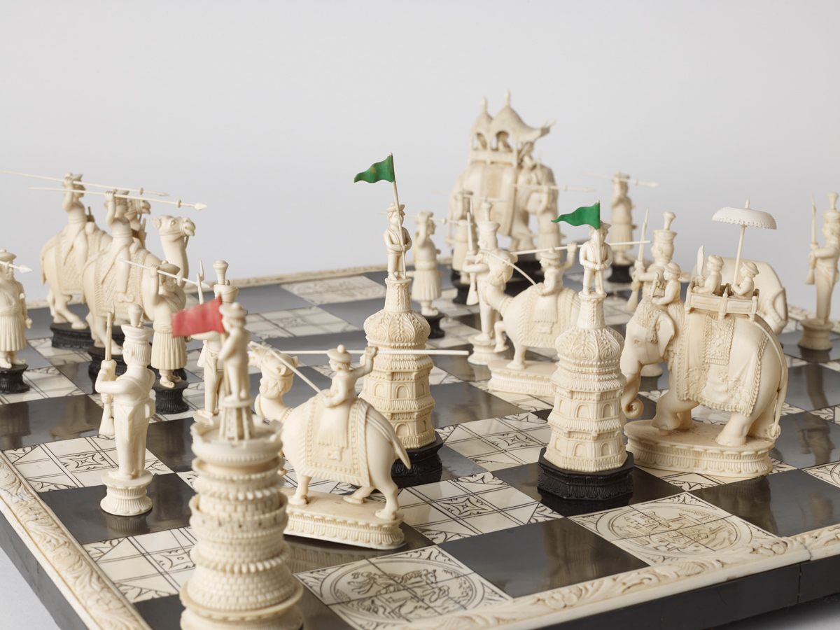 Schachfiguren Russland Mongolei Polyresin Top Qualität handbemalt KH 80mm NEU