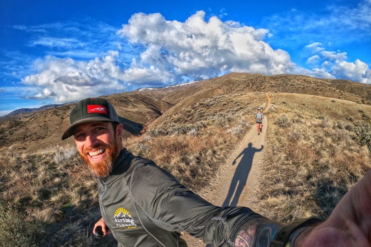 Garrick Arends, a professional trail runner, has been social distancing by running on remote trails, such this one in the foothills of Boise, Idaho.