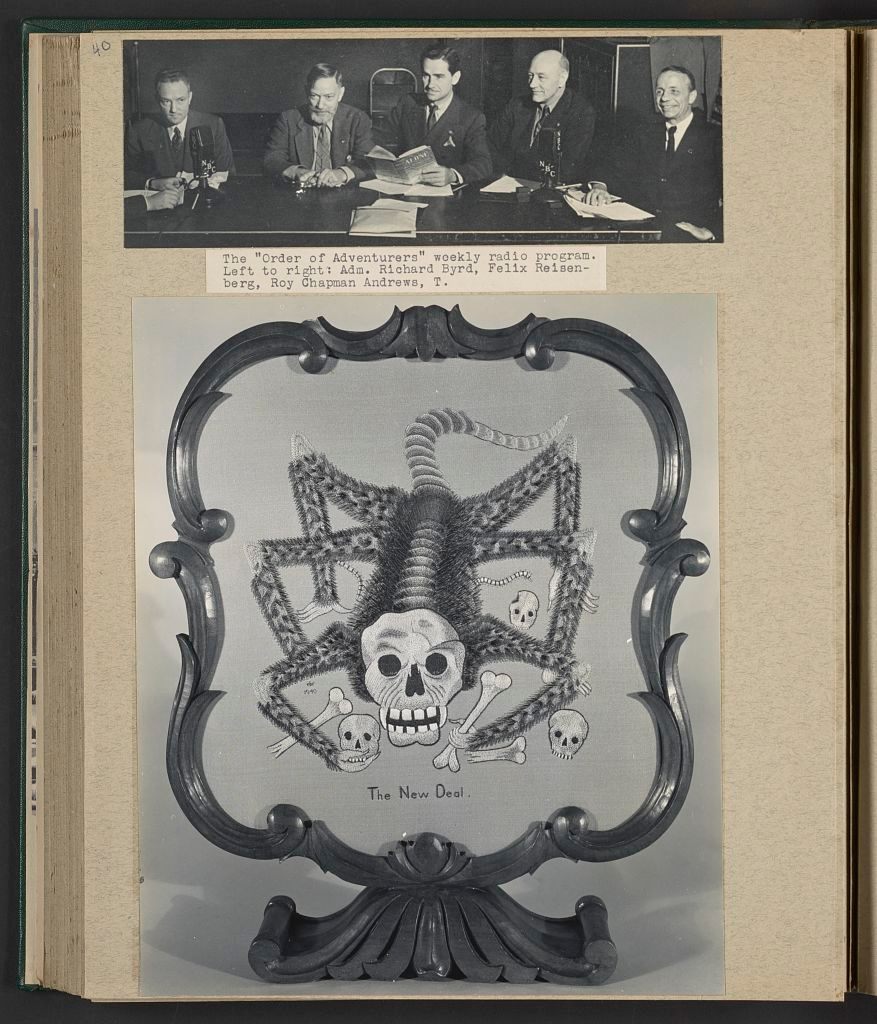 The full scrapbook page on which the scorpion-creature appears.