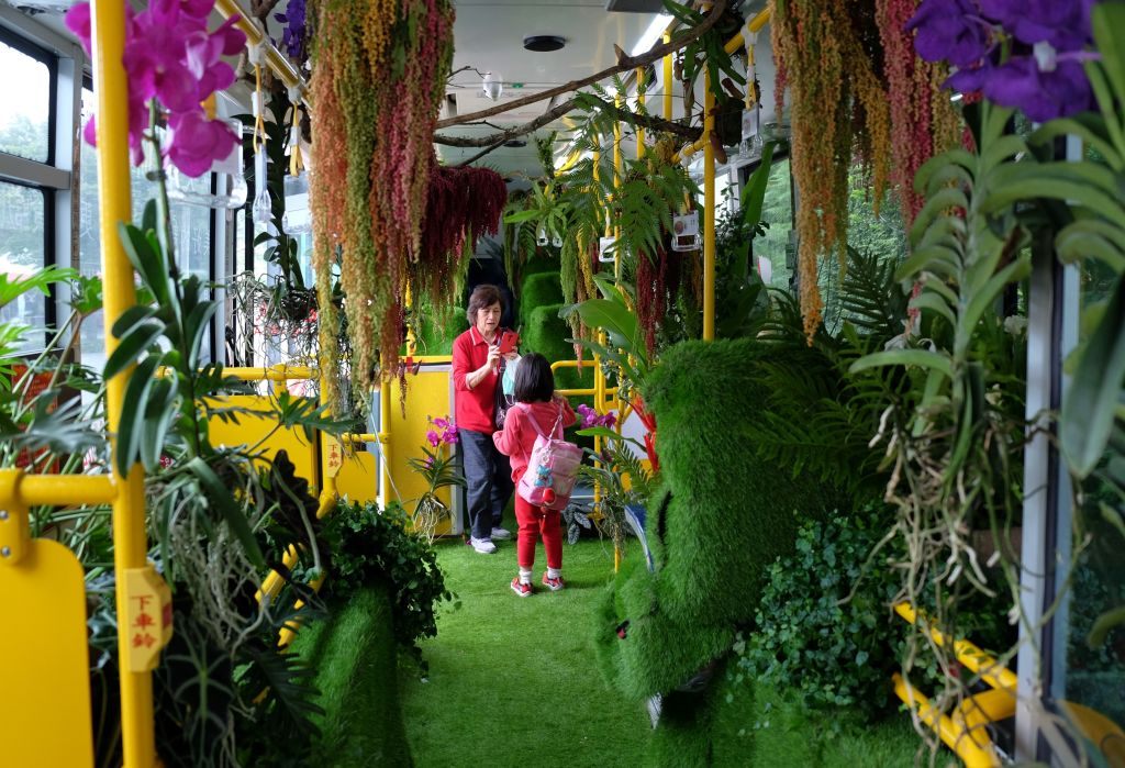 Passengers enjoying Taipei's new Forest Bus. 