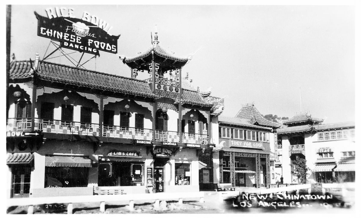 Los Angeles' Chinatown, as depicted on a postcard in 1930. Soon, American Chinese restaurants would be everywhere.