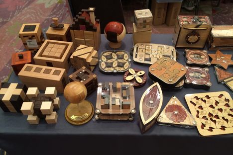 A typical table from the International Puzzle Party 2016.