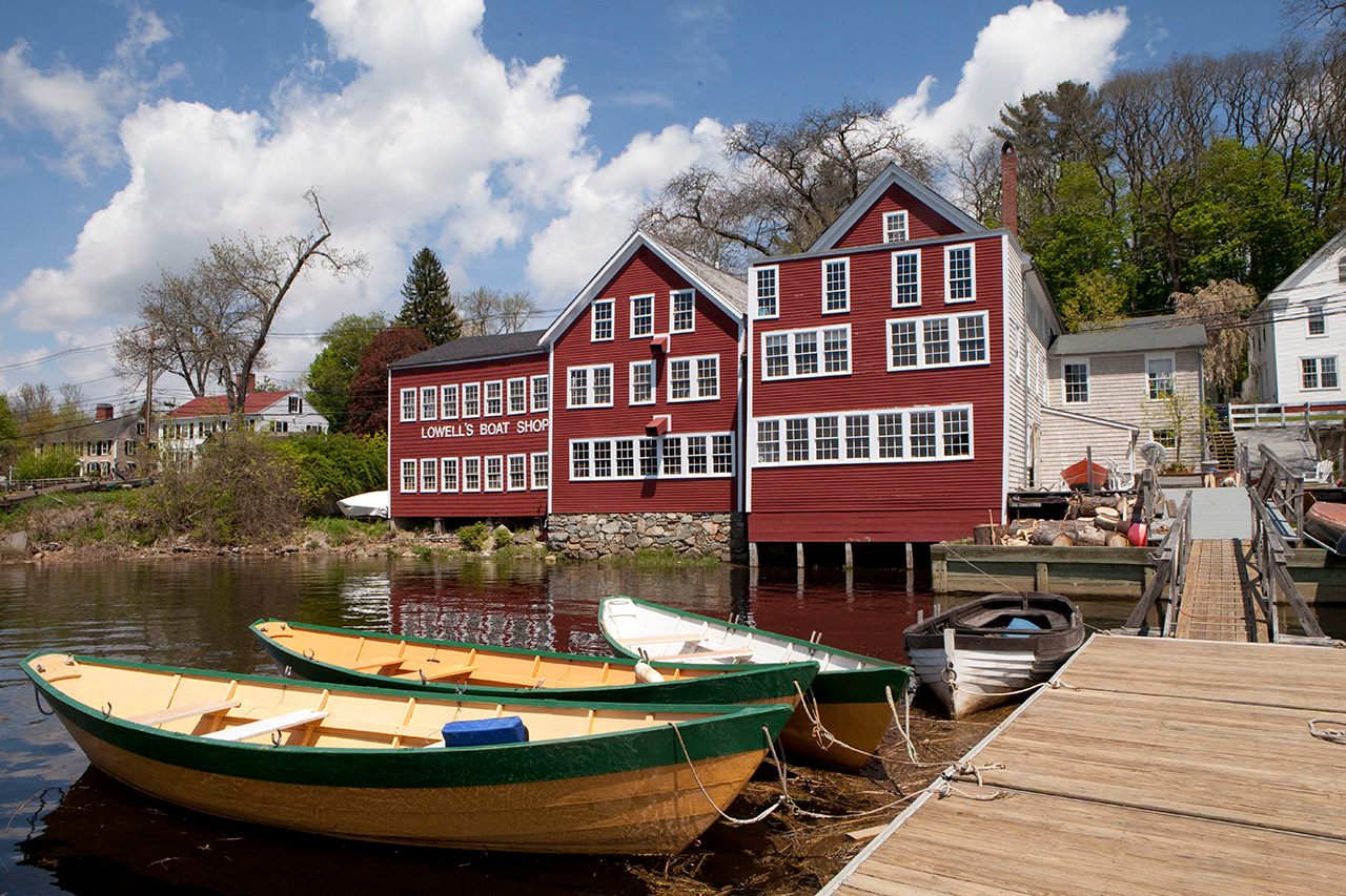 Lowell's Boat Shop in Amesbury, Massachusetts, has been building dories like these by hand since 1793. 