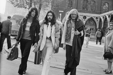 Richard Neville, Felix Dennis, and Jim Anderson at the close of the trial in 1971.