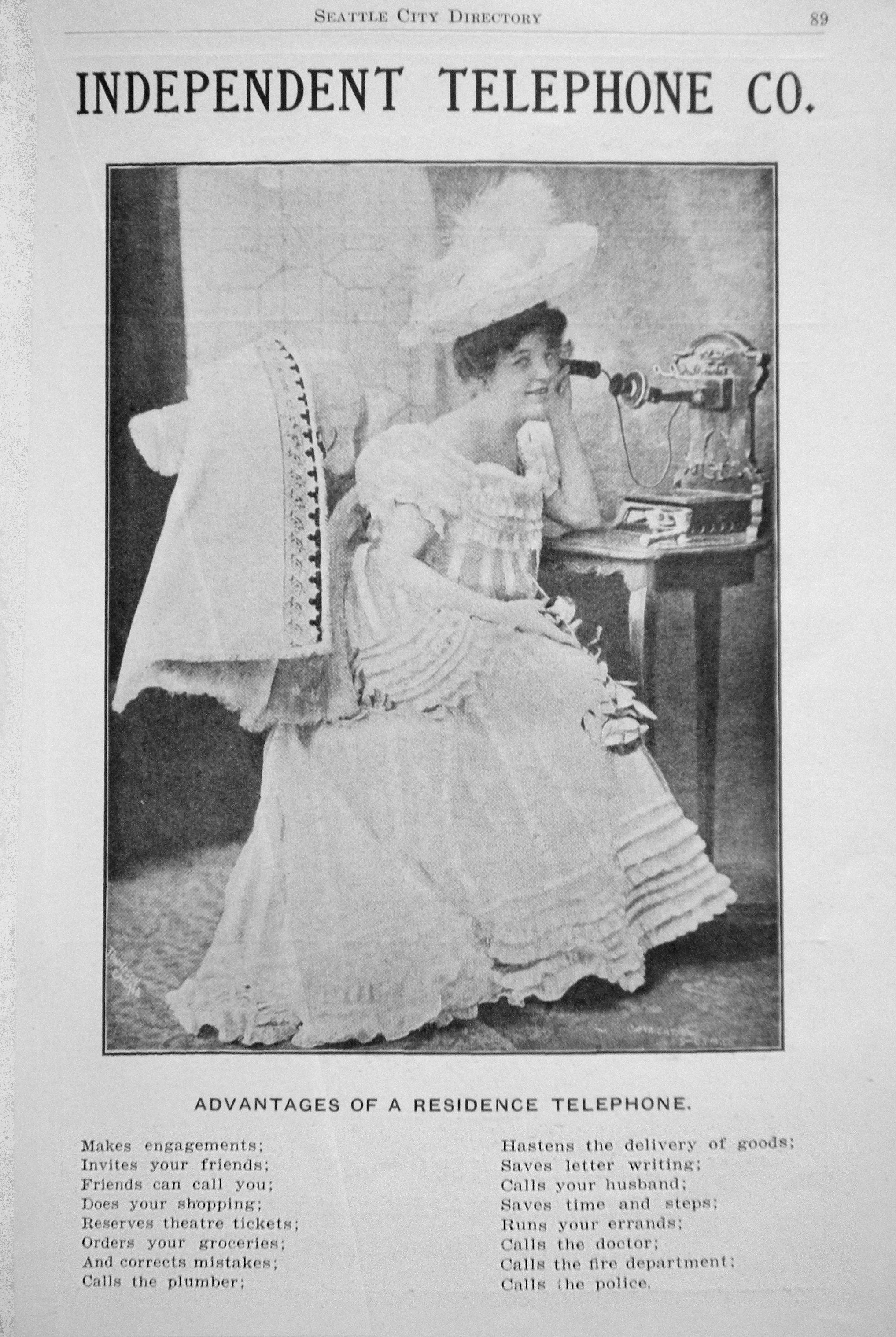 A 1905 advertisement for installing a "residence telephone".