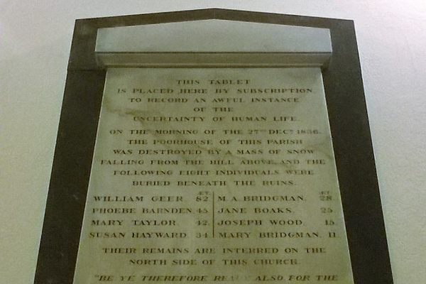 Memorial plaque to the avalance victims, South Malling Church