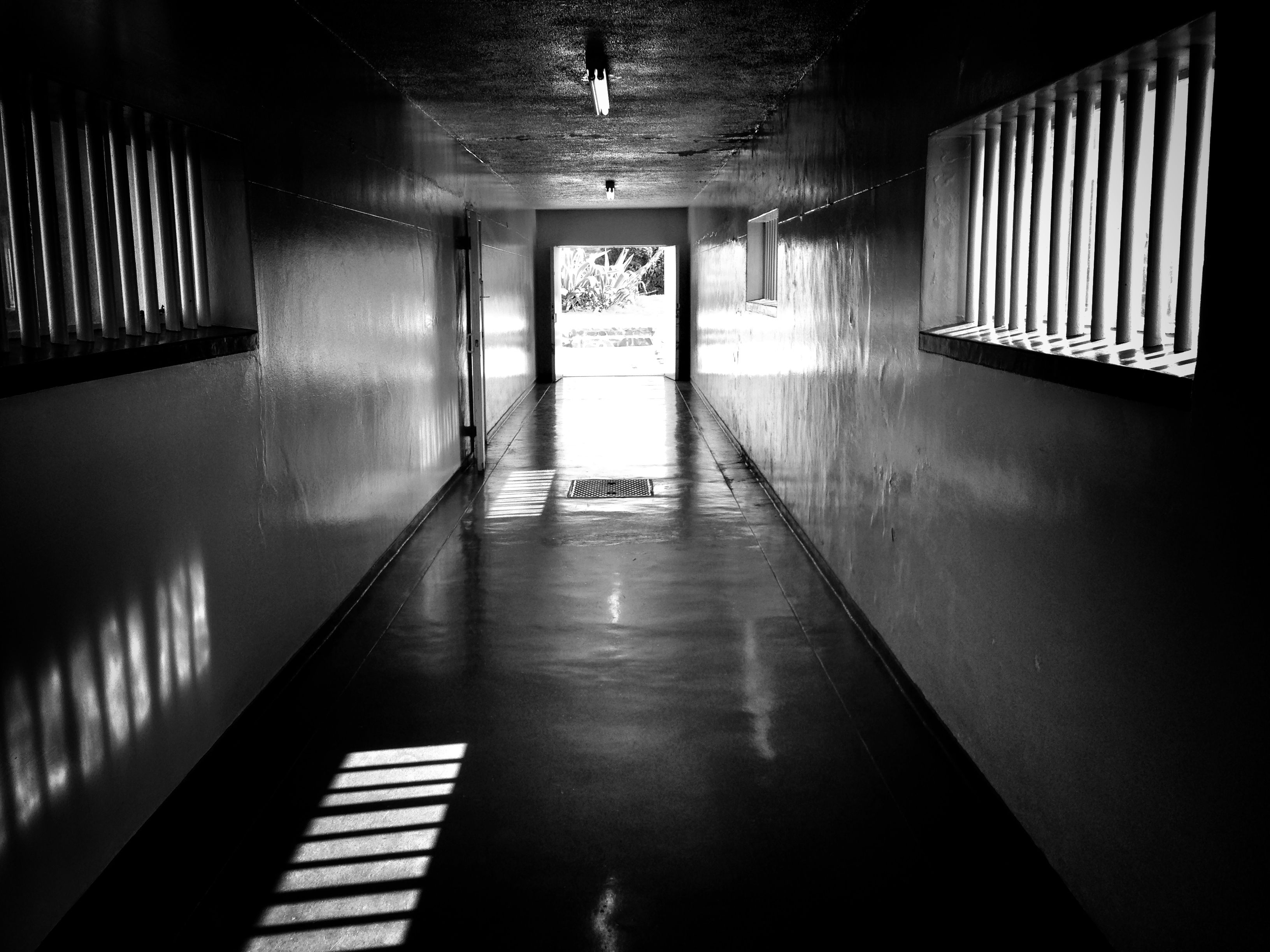 Thousands of prisoners walked this hallway at Robben Island prison.