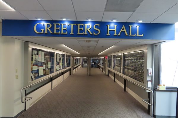 Greeters Hall and Challenge Coin Display.