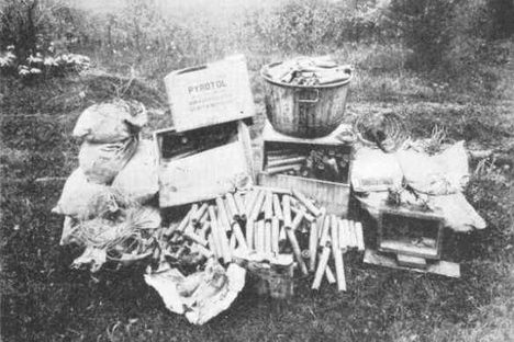 Explosives found at the scene.