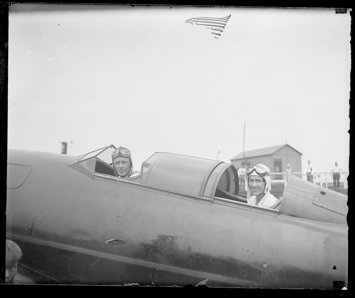 Anne and Charles Lindbergh preparing for a flight in 1931. The couple's work collecting samples over the North Atlantic advanced our understanding of how far airborne microbes can travel.