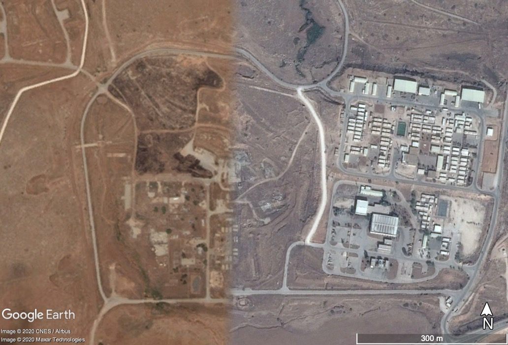 These images, collected in 2013, show the contrast between restricted (left) and unrestricted (right) satellite imagery.