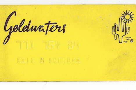 A  Goldwater's Department Store charge account plate.