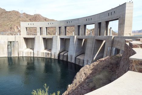 Parker Dam seen from Arizona.