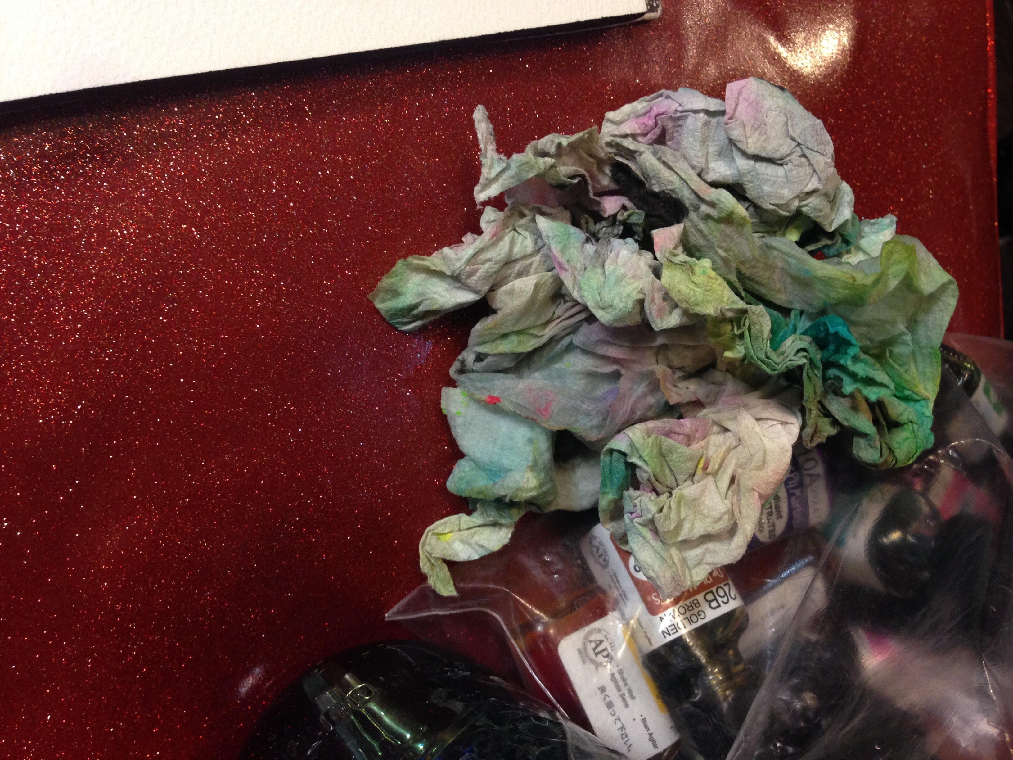 Watercolor paint rags.