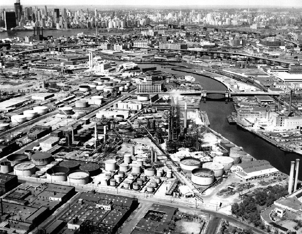 Operations at the ExxonMobil Brooklyn Refinery in Greenpoint continued until the 1960s.