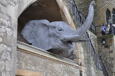 The elephant sculpture by Kendra Haste.