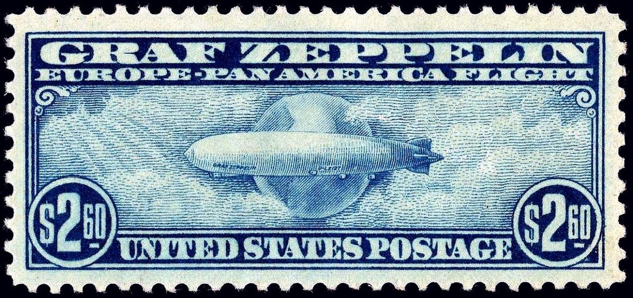 The rarest and most expensive of the 1930 Graf Zeppelin stamps.