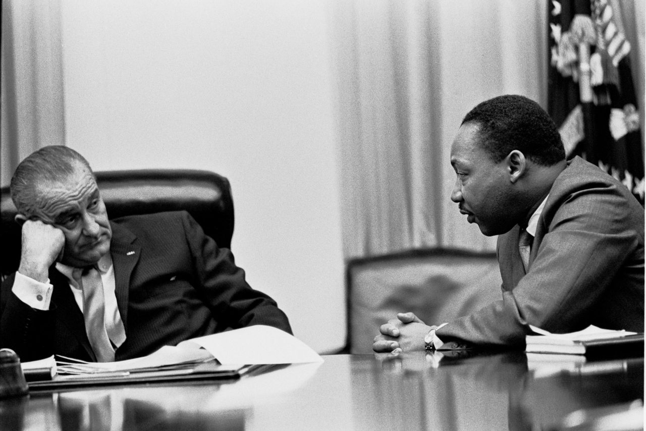 Martin Luther King with President Lyndon Johnson in 1966.