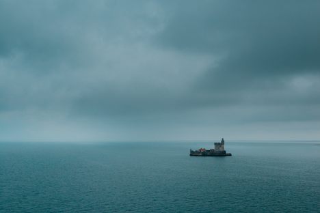 Fort Louvois at high tide. 