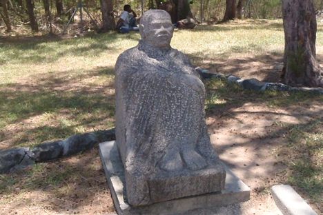 A statue in the Slave Route Monument