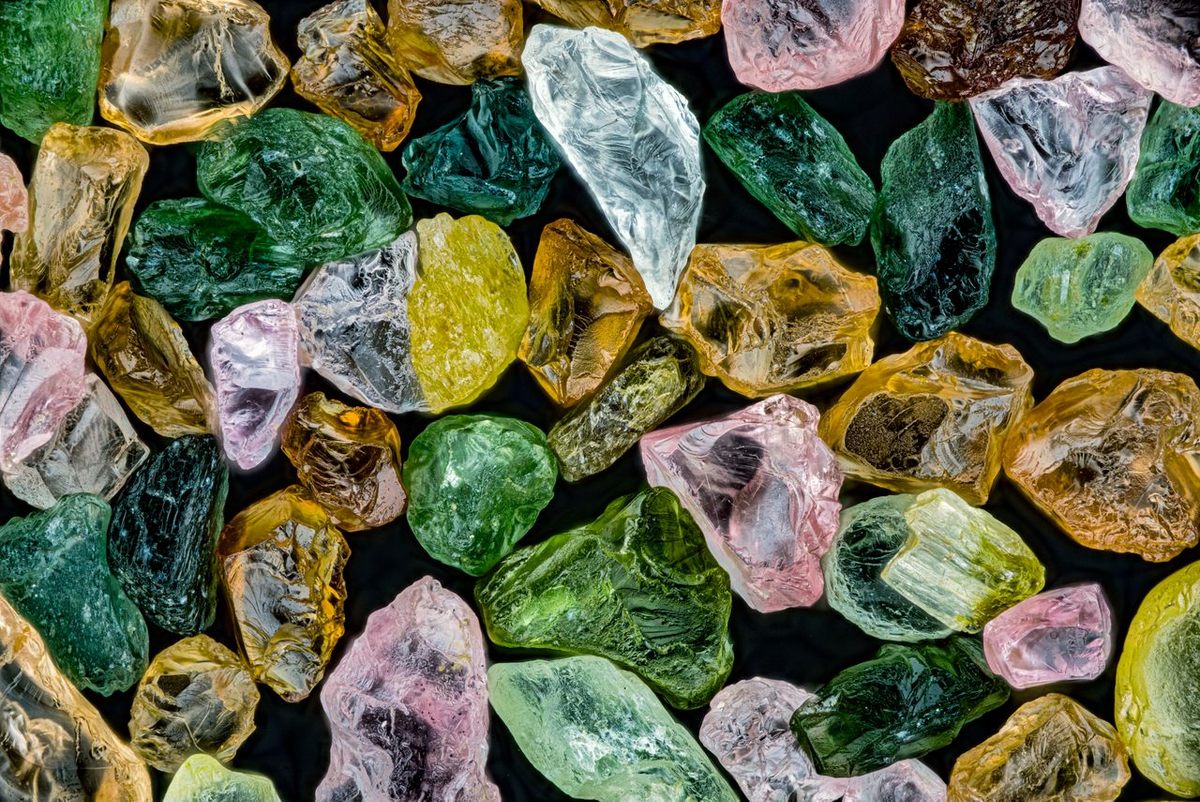 At 10-times magnification, sand from Alaska's Point Spencer resembles semiprecious stones.