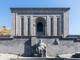 The Matenadaran and statue of Mesrop Mashtots.