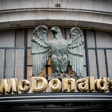 Close-up of the McDonalds marquee with the Imperial eagle