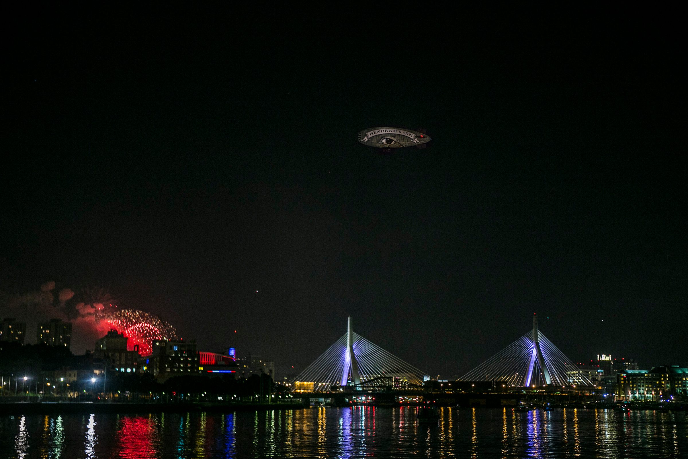 The Flying Cucumber, espying some Boston fireworks in 2015.