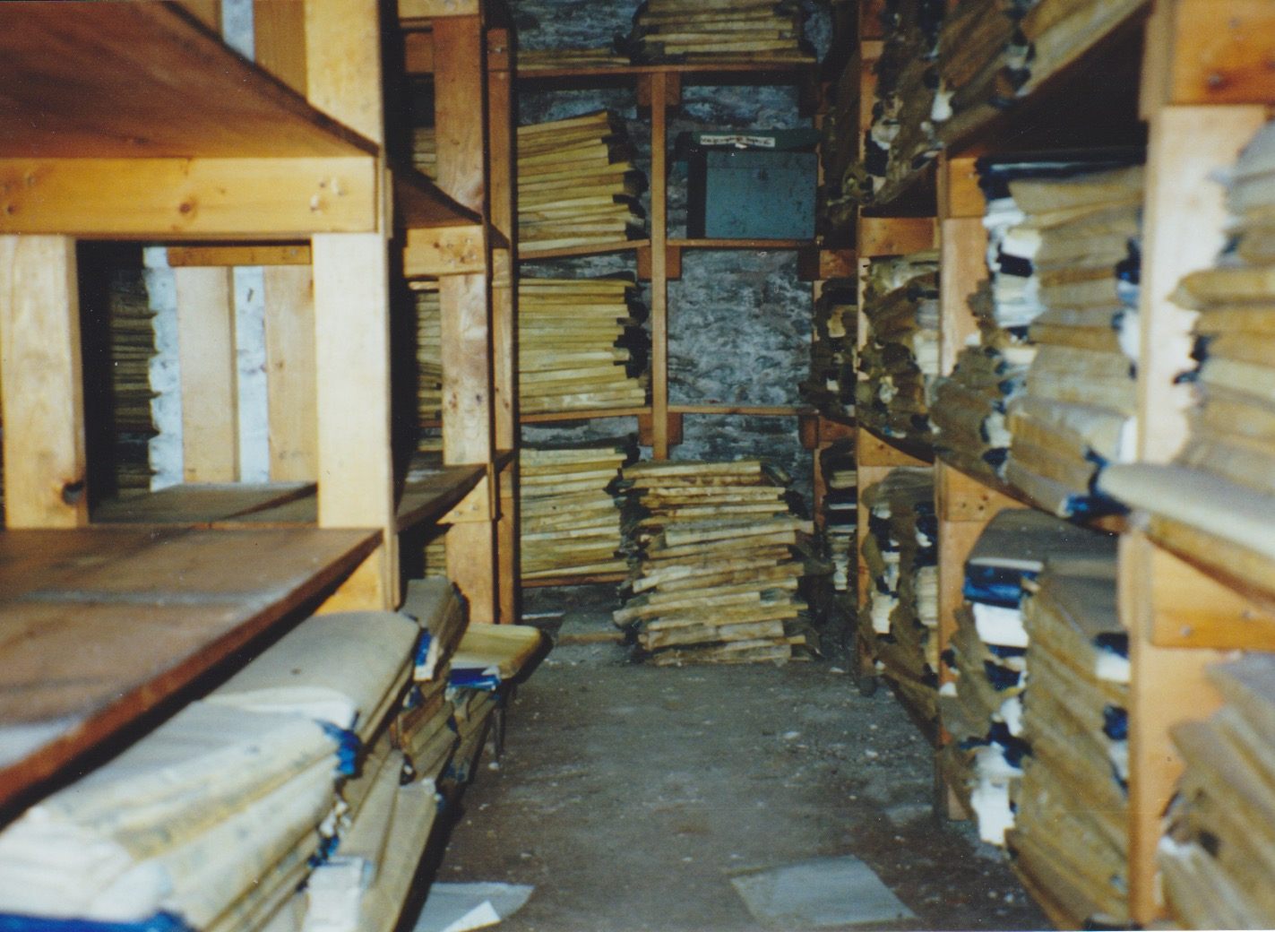 The basement of Studio Duplicating Service, with their archive of scripts in mimeostencils.