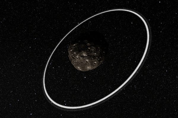 An artist's impression Chariklo and its rings.