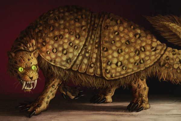 A dingonek had impenetrable, armadillo-like scales, a powerful tail, and very sharp teeth.
