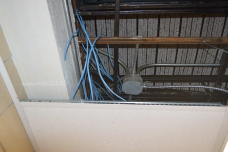 The spot in the ceiling where the computers were found.