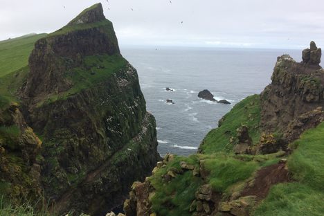 Cliffs at the Mykines Lighthouse.