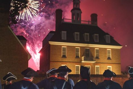 The sky lights up with fireworks during a display above the Governor's Palace.
