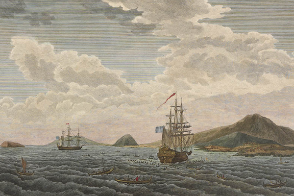 A 1798 engraving depicts <em>L'Astrolabe</em> and <em>La Boussole</em>. 