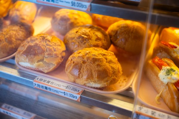 The pineapple buns here have an almost cotton candy-like interior and a crispy, sugary top.