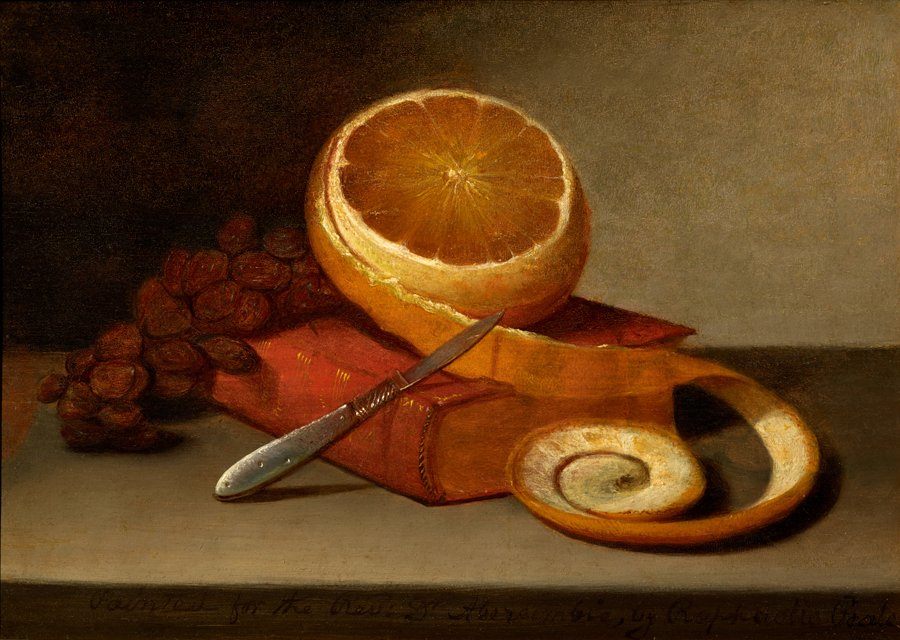 <em>Orange and Book</em> by Raphaelle Peale.