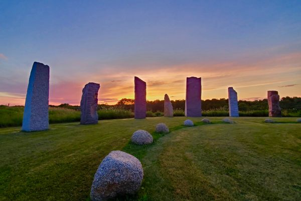 Inside The Great Stone Circle at sunset.