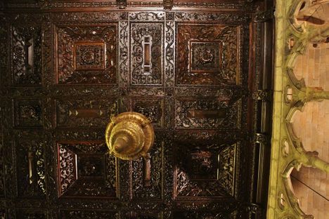 Coffered ceiling.