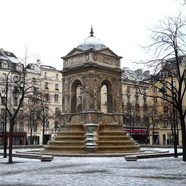 The Fountain of the Innocents is one of the few surviving pieces of the lost cemetery.