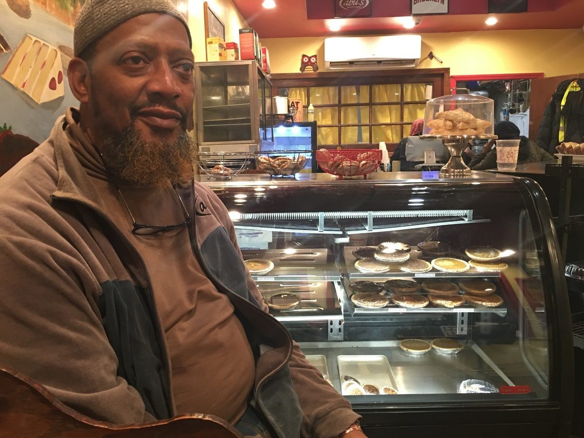 Abu himself, with his spread of historic bean pies.