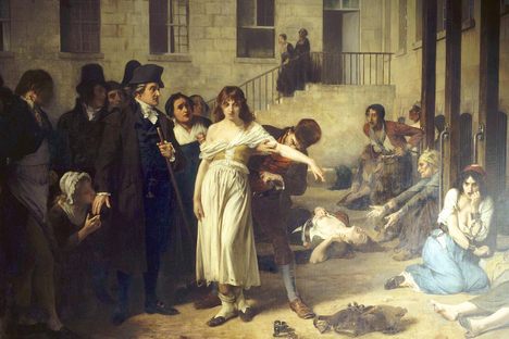 Docteur Pinel liberating the hysterical women from their chains - Tony Robert Fleury -  1805