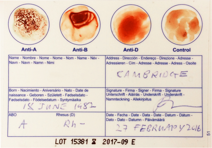 5 x Blood Type Test Kit - Group Tests - Eldoncard Testing - A,b,o,ab