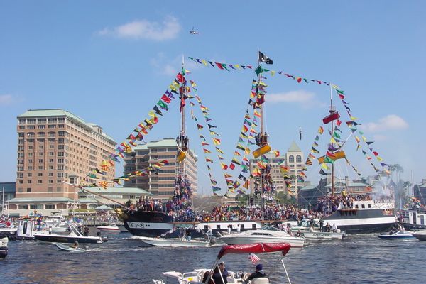 The Gasparilla II is a 137-foot, three-masted boat with a flat steel bottom that “invades” Tampa every January.