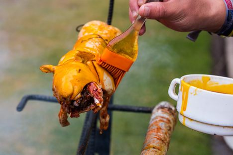 Cuy being grilled in Ecuador.