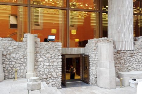 View of the church and behind the Entrance Hall of the Hotel